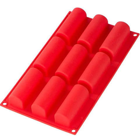 webake Mini Yule Log Mould Silicone Cake Tin Twinkie Cake Mould Mousse Mould 9 Cavity for 3D Cylinder Mousse Dessert, Muffin, Pudding, Cake Mold