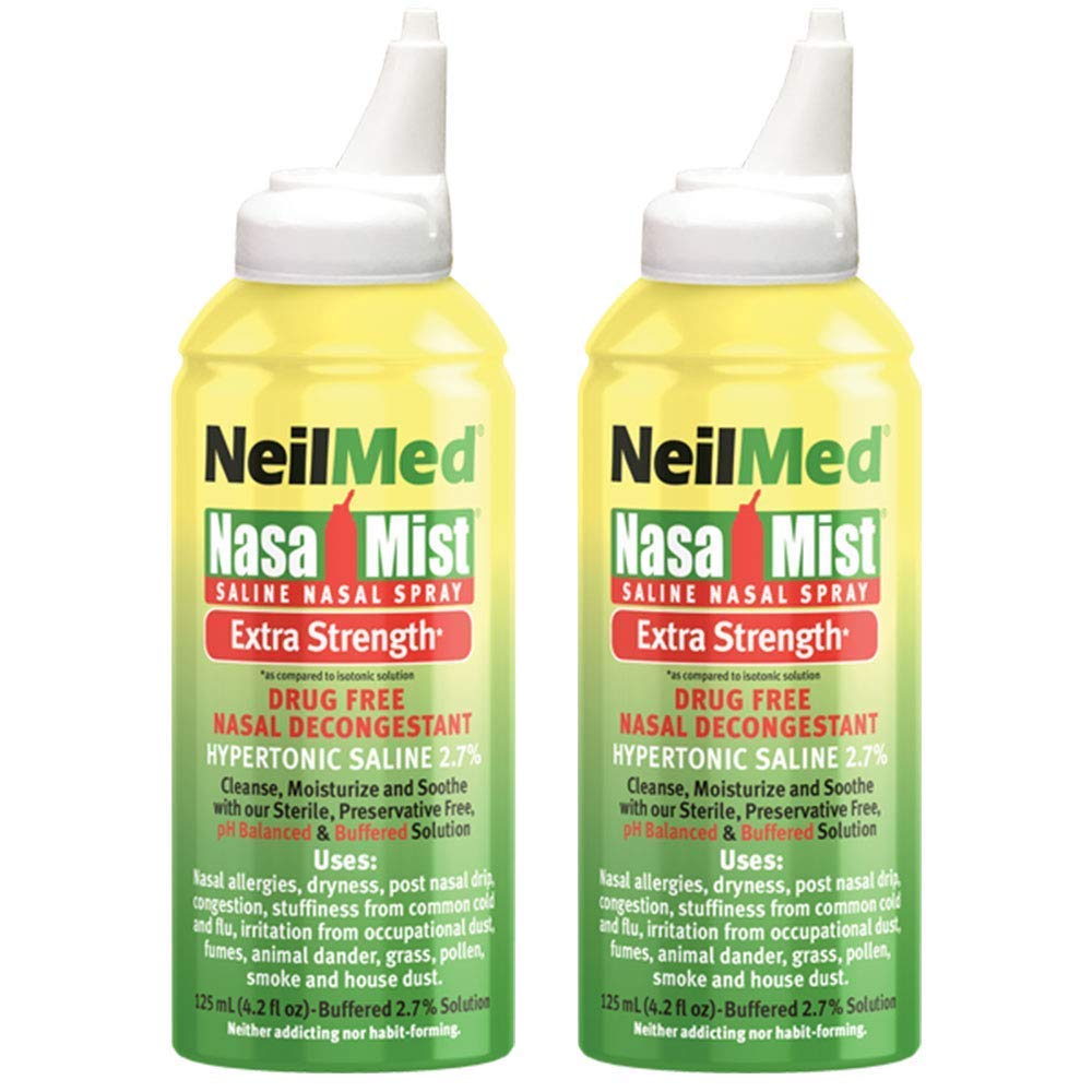 NeilMed Nasal Mist Extra Strength Nasal Saline Spray, 4.2 fl oz (Pack of 2)