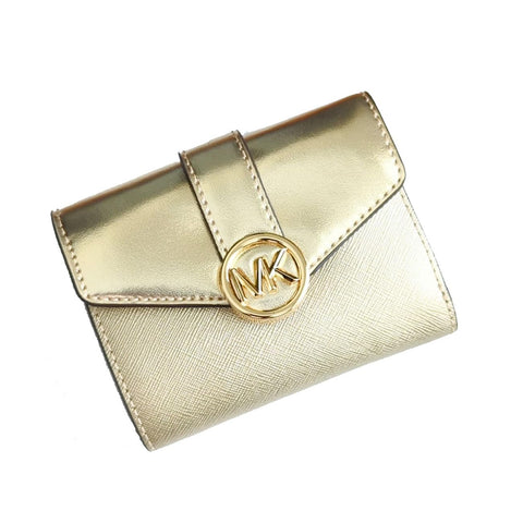 Michael Kors Wallet for Women Carmen MK Logo Wallet, Gold, Casual, 35H3GNMF6H