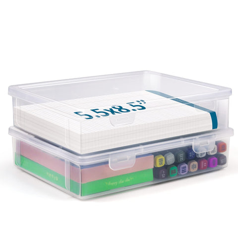 Vowcarol Storage Boxes for 5in x 8in Legal Pads, Washi Tape Organizer, A5 Paper Storage Bin, 5 x 8 Inches Index Card Box- 2 Pack