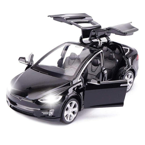 Model X Diecast Car Toy, 1:32 Scale Zinc Alloy Model X Model Car Pull Back Vehicles Door Opening with Light, Mini Model X Toy Car Collectible Model X90 Car Toy for Toddler Boys Girls
