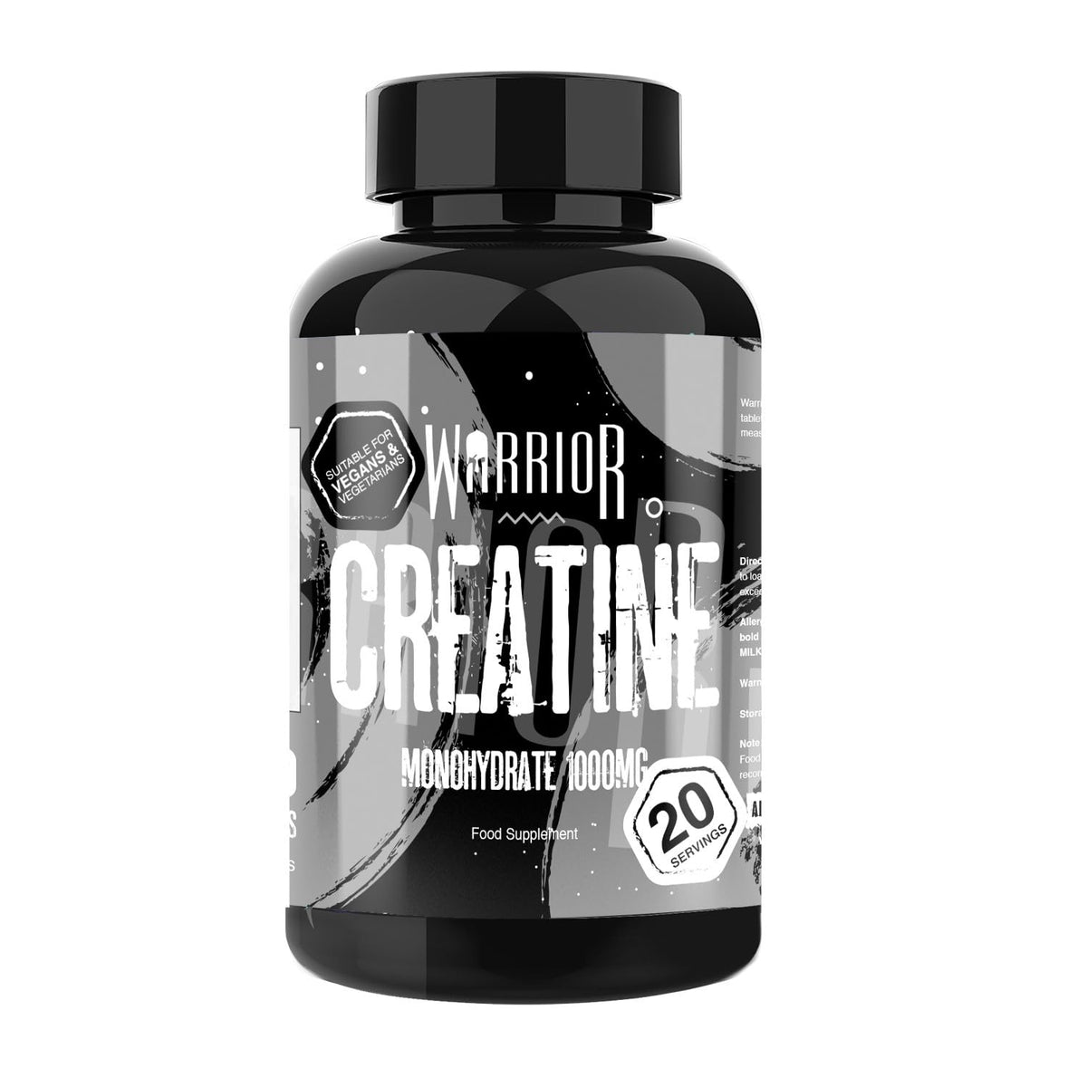 Warrior Creatine Monohydrate Tablets - 3000mg Per Serving - Supplement for Performance - Supports Muscle Growth - Unflavoured - Suitable for Men & Women - Vegan & Vegetarian Friendly (60 Capsules)