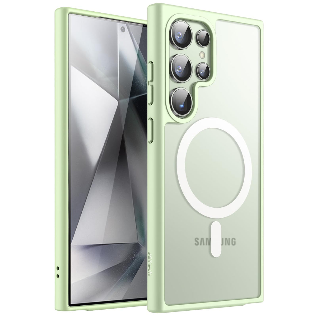 JETech Magnetic Case for Samsung Galaxy S24 Ultra 5G, Compatible with MagSafe, Translucent Matte Back Shockproof Phone Cover (Titanium Green)