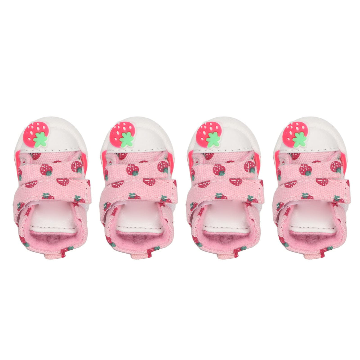 JOROBURO Dog Shoes, Breathable Canvas Cute Strawberry Dog Boots, Comfortable Slip Resistant Dog Boots Paw Protectors with Breathable Rubber Sole for Small Medium Large Dogs(Model 2)