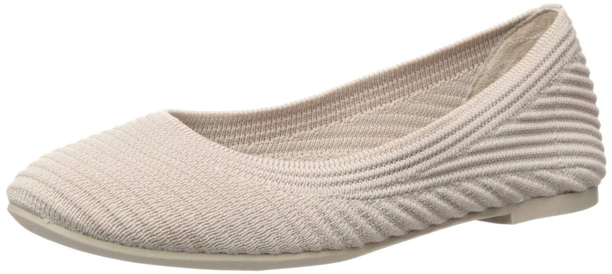 Skechers Women's Casey-Engineered Textured Knit Skimmer Ballet Flat, Taupe, 8 M US
