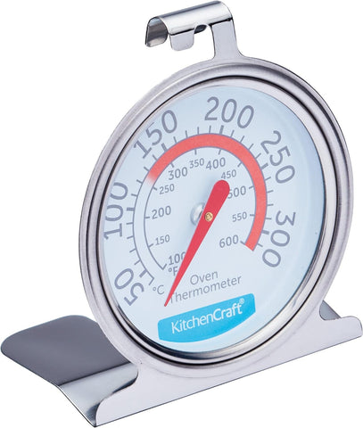 KitchenCraft Oven Thermometer, Stainless Steel Over Thermometer for Fan Oven and Gas Oven, 6.5 x 8 cm, Silver