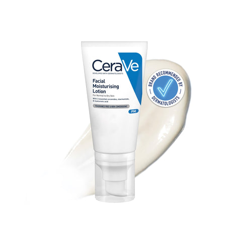 CeraVe PM Facial Moisturising Lotion with Hyaluronic Acid and 3 Essential Ceramides for Normal to Dry Skin 52ml