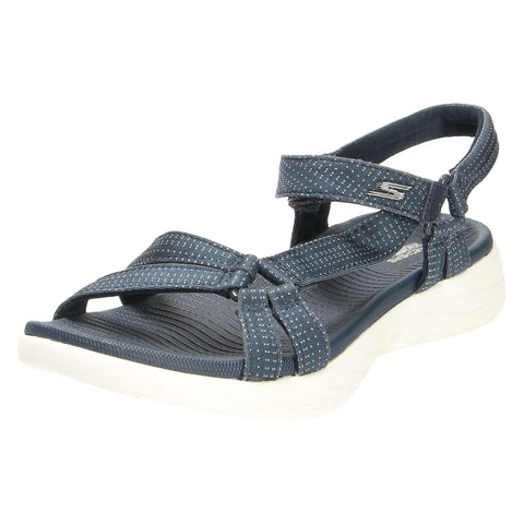 Skechers Womens On-the-go 600 Brilliancy Ankle Strap Sandals, Navy Textile Trim, 5 UK