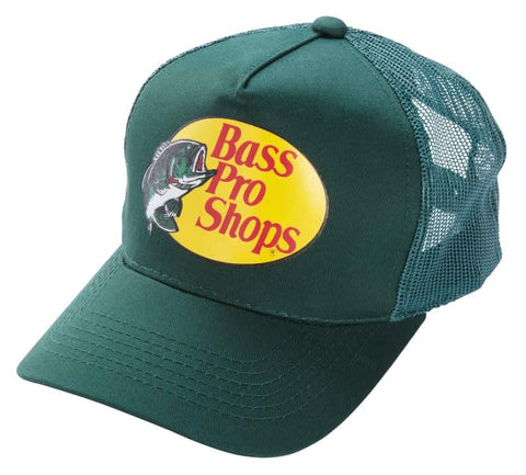 Bass Original Authentic Mesh Trucker Cap Hat- Unisex- Snapback, Ideal for Fishing, Hiking, Camping, and Casual Wear (US, Alpha, One Size, Dark Green)