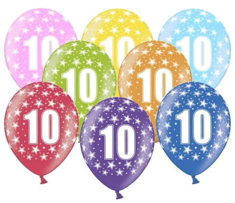 Libetui Dragonfly 10 Metallic Balloons, 30 cm, Children's Party Decoration, Unisex, Number 10, Stars Pattern
