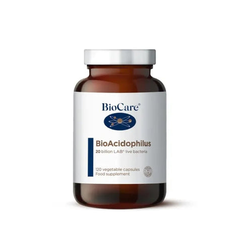 BioCare BioAcidophilus | 20 Billion LAB4 Live Bacteria | Food Supplement Suitable for Vegetarians and Vegans - 120 Capsules