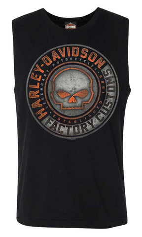 Harley-Davidson Men's Halo Willie G Skull Sleeveless Cotton Muscle Tee (4XL)