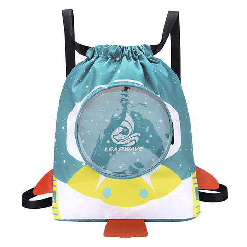 Faxianther Cute Drawstring Gym Bag for Kids Waterproof Swimming Backpack Boys Girls Sport Gym Bags Dry Wet Separation Bag Beach Travel Backpack with Transparent Front Pocket for Kids