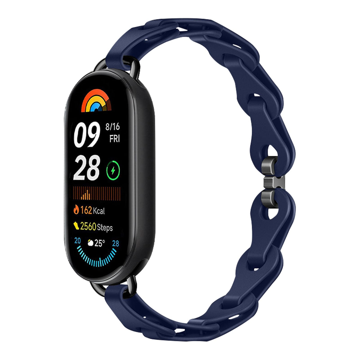 MiKoyi Silicone Watch Strap Compatible with Xiaomi Smart Band 9, Soft Breathable Replacement Band, Adjustable Sport Smart Watch Straps for Xiaomi Mi Band 9, Dark Blue