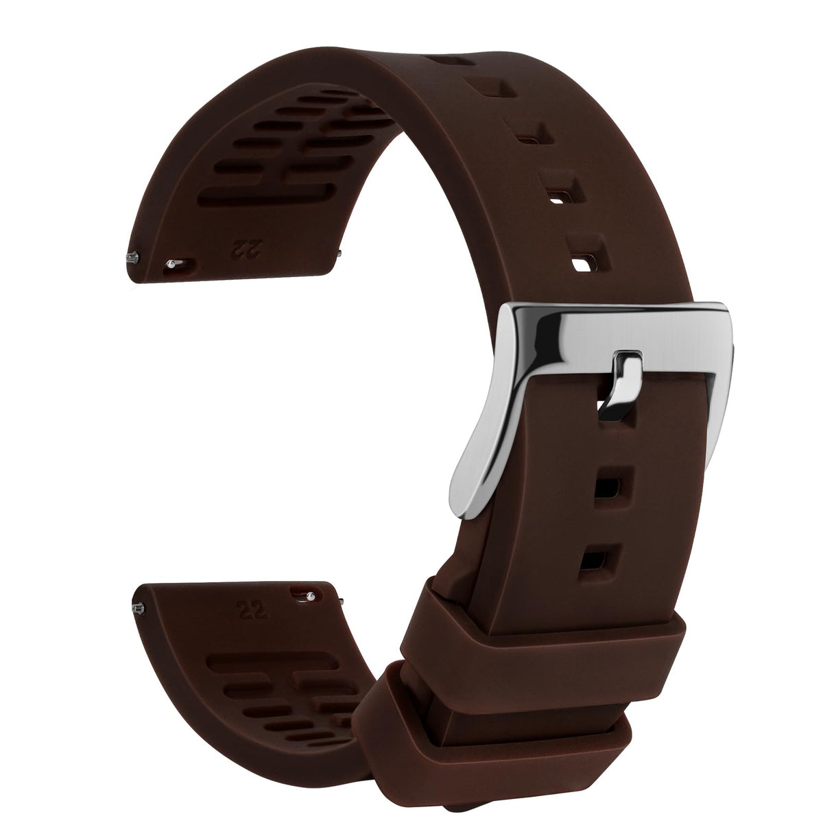 TStrap Silicone Watch Band for Men - Brown Quick Release Watch Band for Women Soft - Waterproof Smart Watch Bracelet Clasp - Correa de Silicona para Reloj Replacement - 18mm 19mm 20mm 21mm 22mm 24mm