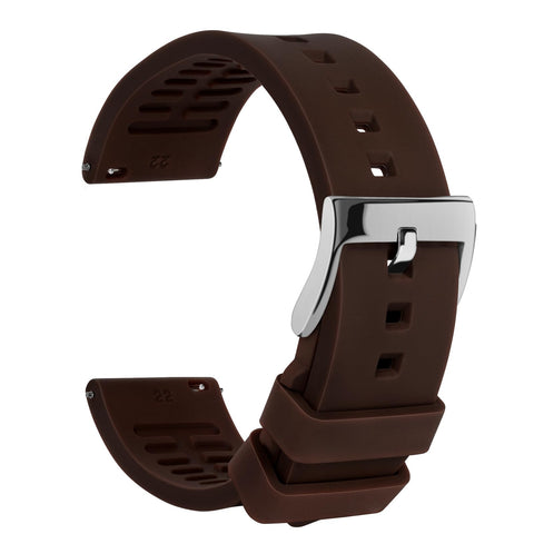 TStrap Silicone Watch Band for Men - Brown Quick Release Watch Band for Women Soft - Waterproof Smart Watch Bracelet Clasp - Correa de Silicona para Reloj Replacement - 18mm 19mm 20mm 21mm 22mm 24mm