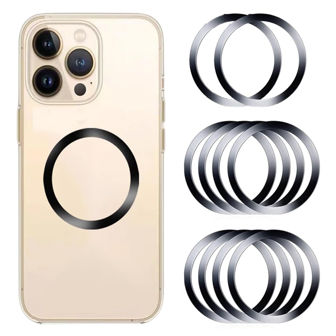 Teegxddy Pack of 10 Metal Rings with Stickers for Magnetic Charger, Magnet for Mobile Phone Case