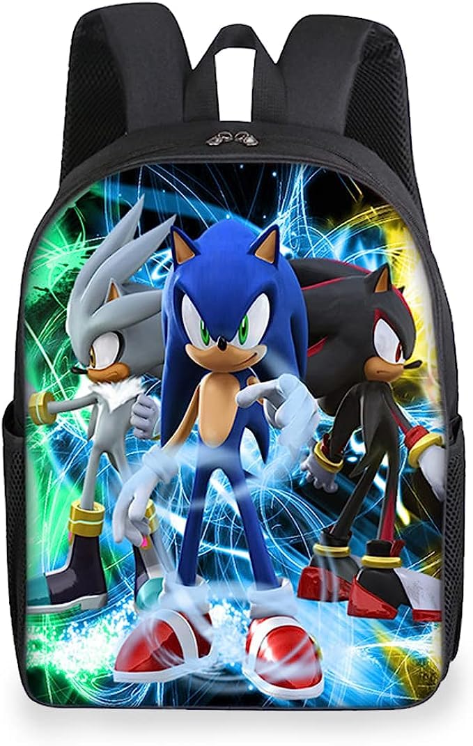 BESTZY Kids Backpacks, Sonic Hedgehog Kids Backpack Student School Bag Hedgehog Cartoon Bag 3D Printed Travel Backpacks Fashion Accessory Backpack Children Waterproof School Bags (44 * 32 * 15cm)