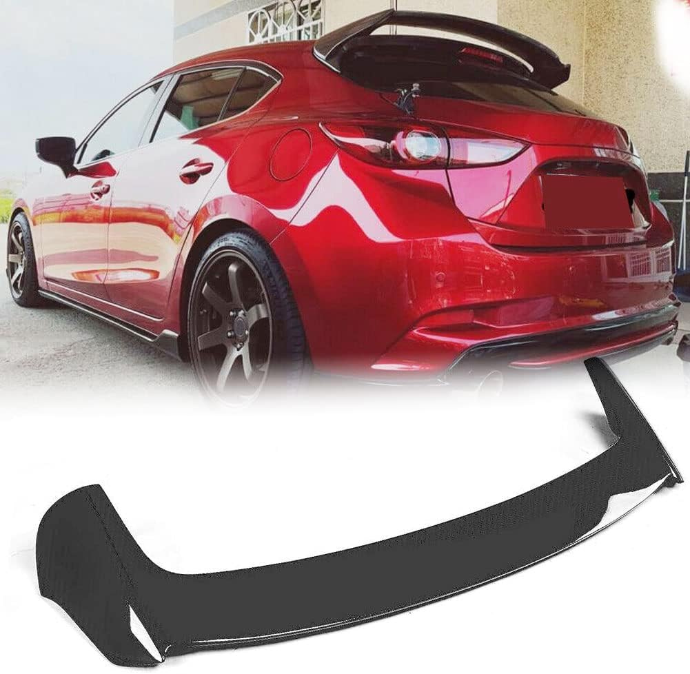 JCING Rear Trunk Spoiler For Mazda 3 Axela Hatchback 4-Door 2014-2019 Gloss Black Fiberglass Rear Trunk Spoiler Boot Wing Lip