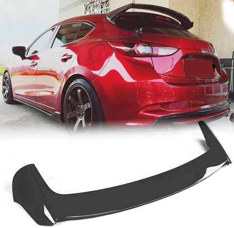 JCING Rear Trunk Spoiler For Mazda 3 Axela Hatchback 4-Door 2014-2019 Gloss Black Fiberglass Rear Trunk Spoiler Boot Wing Lip