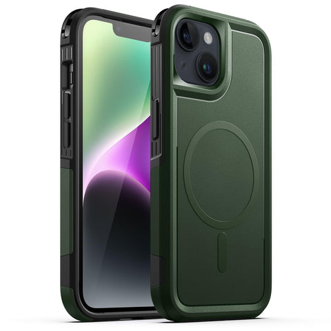 JETech Case for iPhone 14 6.1-Inch Compatible with MagSafe, Heavy Duty Dual-Layer Rugged Protection, Shockproof Protective Tough Phone Magnetic Cover (Midnight Green)