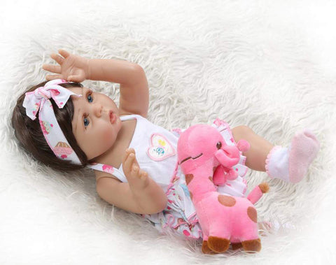 TERABITHIA 18inch 47cm Real Life Silicone Vinyl Full Body Reborn Baby Girl Dolls in Tan Skin Preemie Washable Newborn Doll Look Real