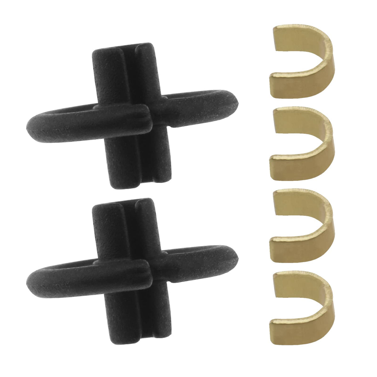 VGOL 2 Sets Kisser Buttons Fit For All Types of Bows Compound Recurve Archery Buckle With 4PCS Copper Anchor Clips, Black Golden
