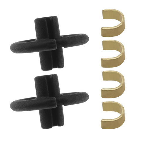 VGOL 2 Sets Kisser Buttons Fit For All Types of Bows Compound Recurve Archery Buckle With 4PCS Copper Anchor Clips, Black Golden