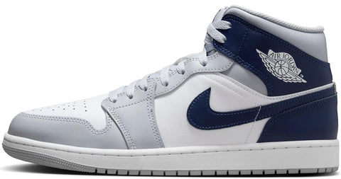 Jordan Men's 1 Mid White/Midnight Navy-Wolf Grey (DQ8426 104) - 11.5