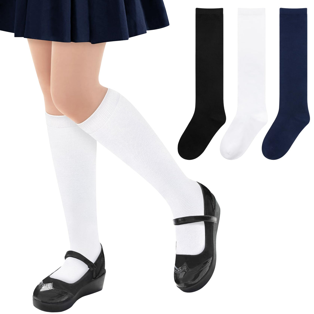 qikqik Girls Socks 10-12 Years Old Girls Knee High Socks for Girls Socks 8-10 Years Old Long Socks for Girls Youth Soccer Socks