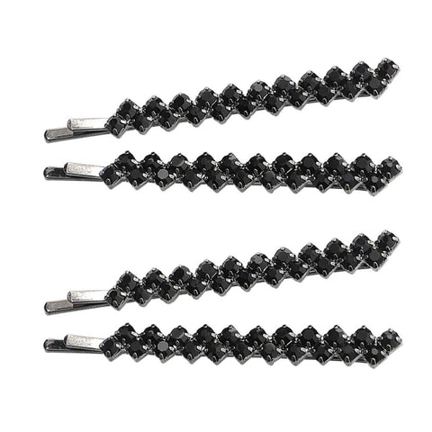 FRCOLOR 2 Pairs Rhinestone Bobby Hair Pins Metal Shiny Hair Clip Crystal Hair Clip Set for Women Girls Wedding Elegant Hair Accessories (Black)