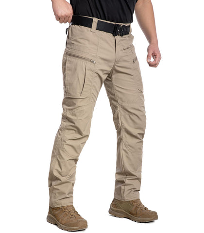 CARWORNIC Men's Rip-Stop Tactical Pants Lightweight Water Resistant Utility Work Pants Stretch EDC Uniform Military Cargo Pants for Outdoor Hiking Casual Construction Khaki