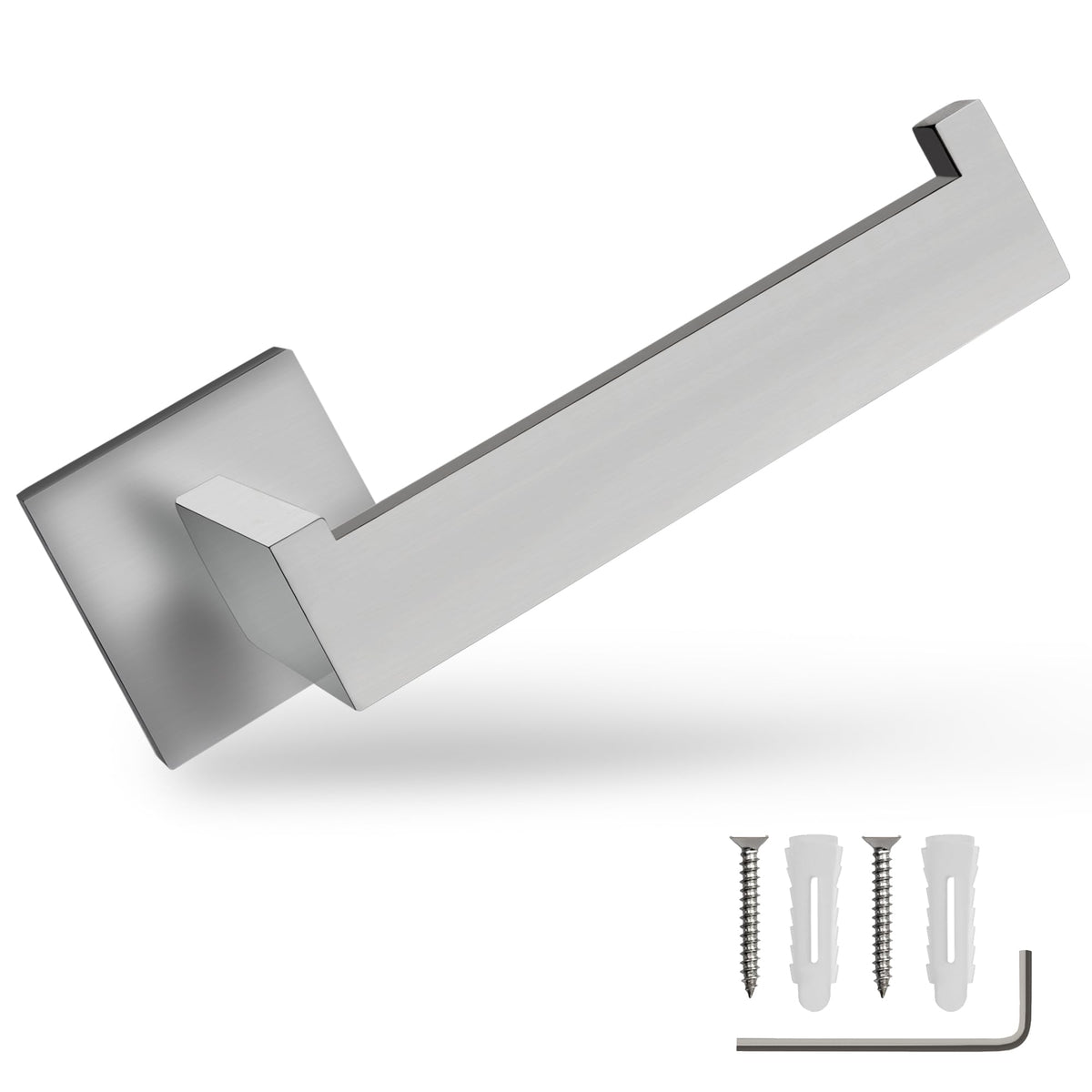ECENCE Toilet Roll Holder Square Stainless Steel 304 in brushed Toilet Paper Holder for Bathroom Square No roll slipping + mounting material