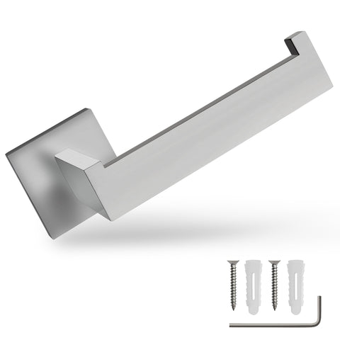ECENCE Toilet Roll Holder Square Stainless Steel 304 in brushed Toilet Paper Holder for Bathroom Square No roll slipping + mounting material