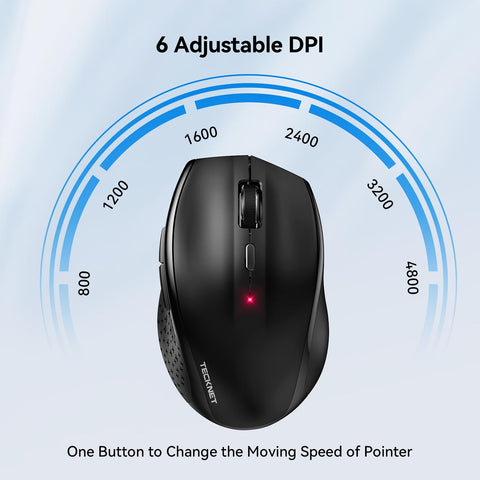 TeckNet Wireless Mouse, 2.4G Wireless Silent Mouse, 4800DPI Optical Computer Mouse with 6 Adjustable DPI, 30 Months Battery Life, Ergonomic Silent Click USB Cordless Mouse for Laptop PC Computer
