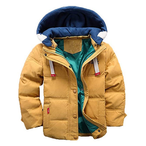 Lengender Child Boy Baby Winter Down Jacket Hooded Warm Padded Faux Fur Coat 3-11 Years (6 Years, Yellow)