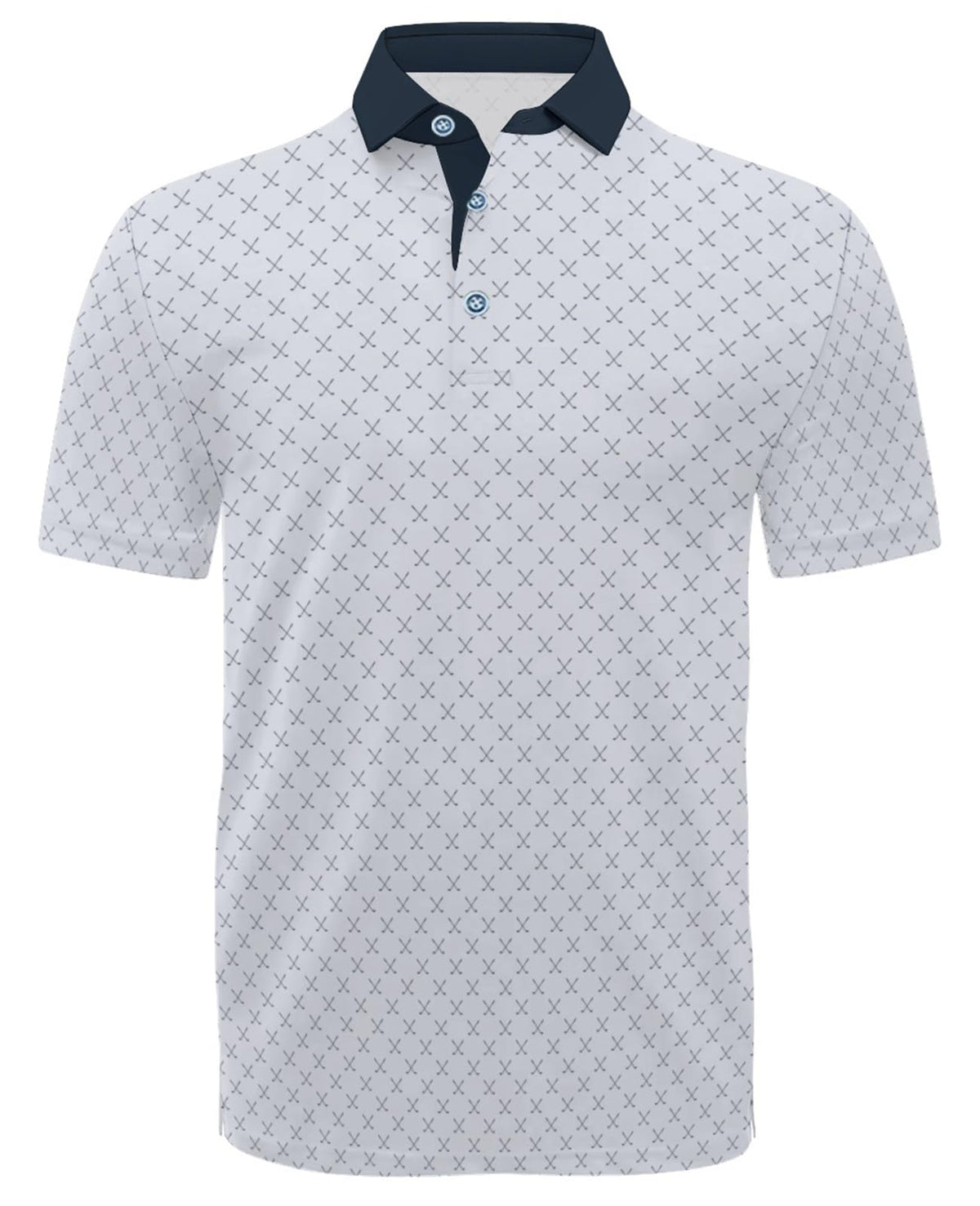 Hodaweisolp Golf Shirts for Men Dry Fit Print Moisture Wicking Performance Short Sleeve Polo Shirt White Club-XL