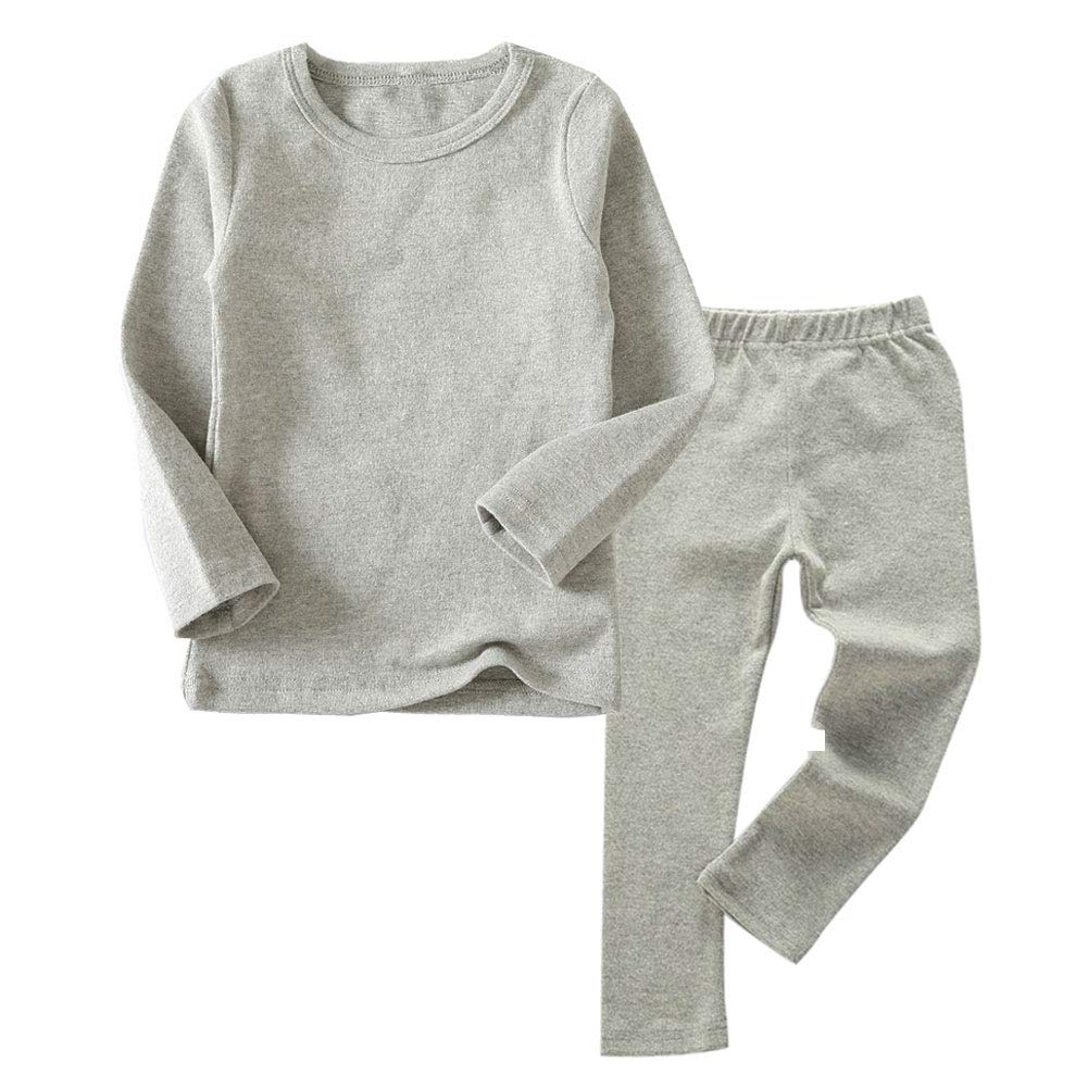 Baby Boys Girls Long Johns Thermal Underwear Set 2PC Crewneck Tops and Bottom Toddler Kids Pajamas Warm Jammies,(LightGray,12Months)