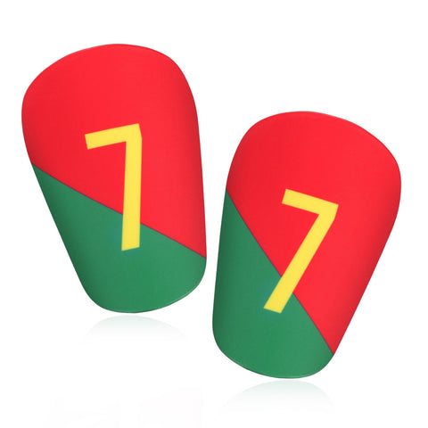 Mini Soccer Shin Guards, 3.15x1.97in Extra Miniature Shin Guards Tiny Shin Pads Protective Gear Shin Guards Equipment Calf Protector Soccer for Men Women Boys Girls (Special NO.7 Uniform Number)