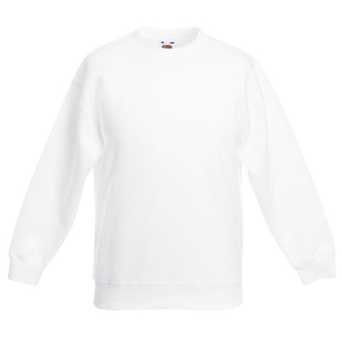 FRUIT OF THE LOOM Kids Classic Set-in Sweatshirt Jumper SS201 (9/11 Years, White)