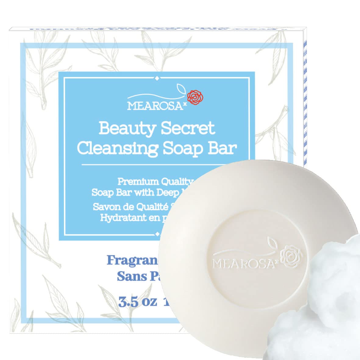 MEAROSA Dermatologically tested Daily Face cleanser and Body wash Fragrance Free Non Drying Non Irritation Soap bar