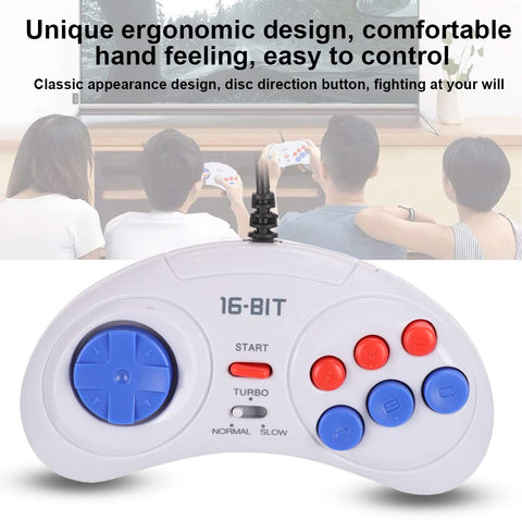 Game Controller, 16Bit 9-Pin Portable Gaming Joystick Handle Mini Handheld Game Console Ergonomic Gaming Controller White for Sega