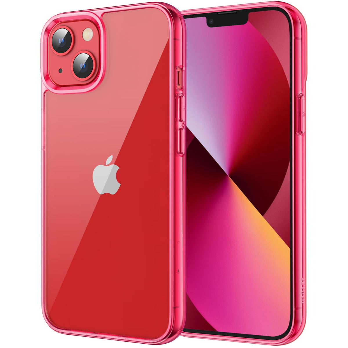 JETech Case for iPhone 13 Mini 5.4-Inch, Non-Yellowing Shockproof Phone Bumper Cover, Anti-Scratch Clear Back (Red)