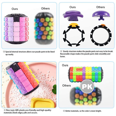 3D Puzzle Rainbow Magic Cube Fidget Toys Cylinder Rotate Slide 3 / 5 / 7 Layers Educational Games Easter Gift for Boys Girls Kids Children Adults (Pack of 3 Pieces)