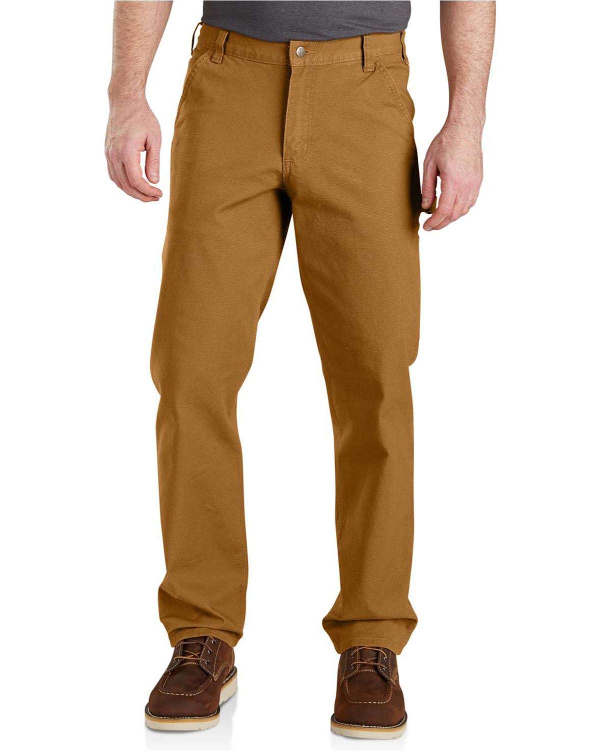 Carhartt Men's Rugged Flex Relaxed Fit Duck Dungaree Pant, Brown, 34 x 28