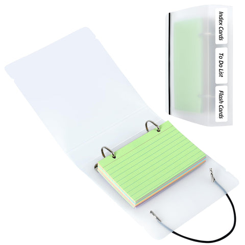 Colored Index Cards with Binder, 3" x 5", Colored Index Cards Holder and Organizer, Note Cards with Clear Case