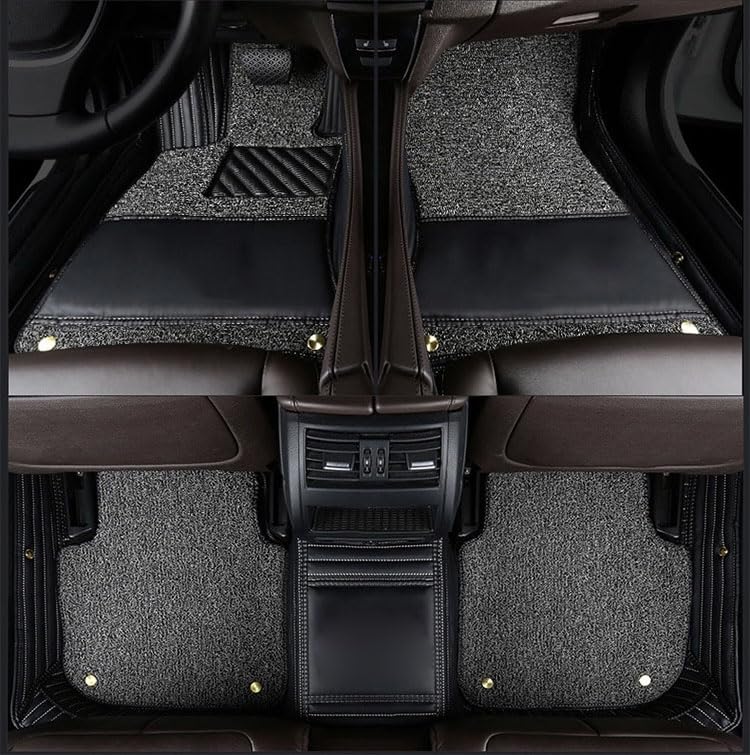 Car Floor Mat for Mitsubishi ASX 2011-2014(RHD), Double Layer Custom Full Coverage Non-Slip Hard Wearing Front Rear Row Floor Car Floor Mats Set,D Grey
