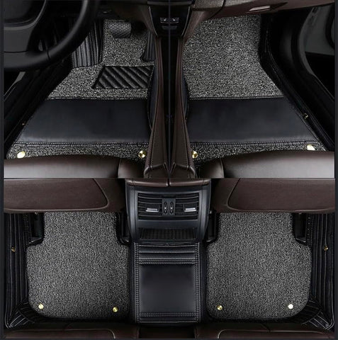 Car Floor Mat for Mitsubishi ASX 2011-2014(RHD), Double Layer Custom Full Coverage Non-Slip Hard Wearing Front Rear Row Floor Car Floor Mats Set,D Grey