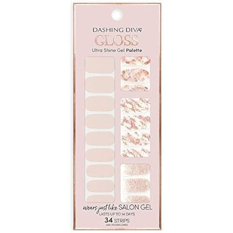 Dashing Diva Gloss Ultra Shine Gel Nail Strips 34 Strips & Nail File (Crystal Clear)