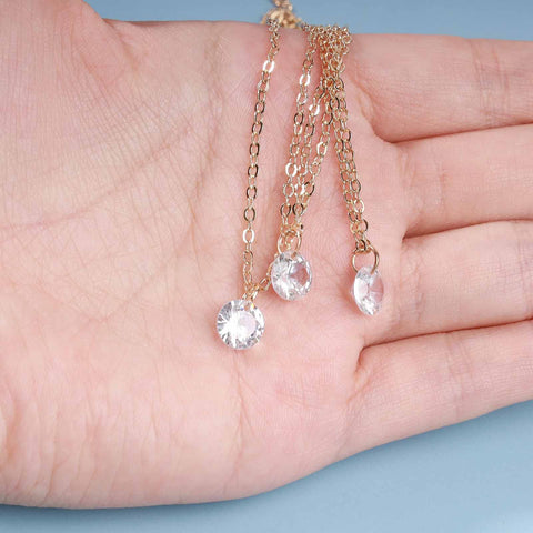 Yheakne Boho Layered Crystal Necklace Choker Gold Bezel Pendant Necklace Multi Layering Vintage Necklace Chain Cz Bridal Necklace Chain Jewelry for Women and Girls